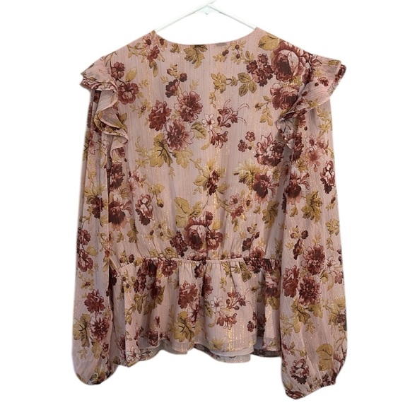 Y2K Express Fairy Cottagecore Floral Top XL Pink Sparkly - Picture 3 of 3